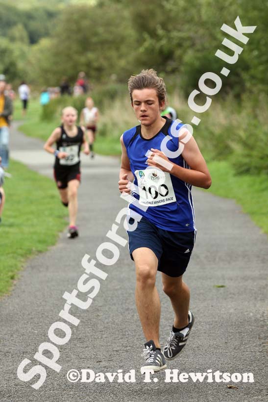 No 100 finishing the youngsters race at the Prudhoe Miners Race.